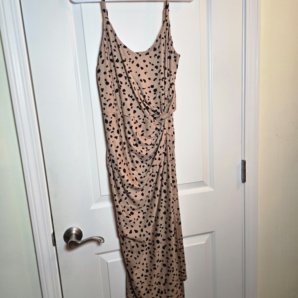 Casual Cool Tan Black Spotted Dress